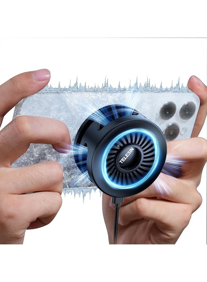 TELESIN° Magnetic Phone Cooler for Gaming and Live Streaming, Phone Cooling Fan Portable Phone Radiator for MagSafe, Gaming Semiconductor Cooling for for iPhone/Android (Supports Wireless Charging) - Image 1